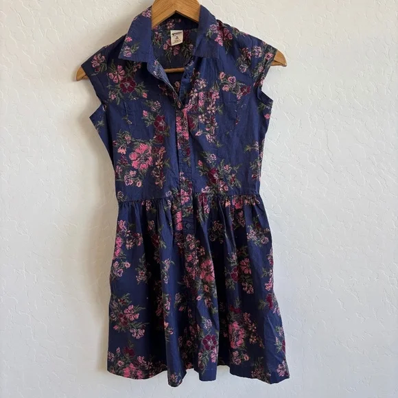 Arizona Jean Co floral Dress Navy Blue kids size 12, cottagecore, western, boho - Picture 1 of 6